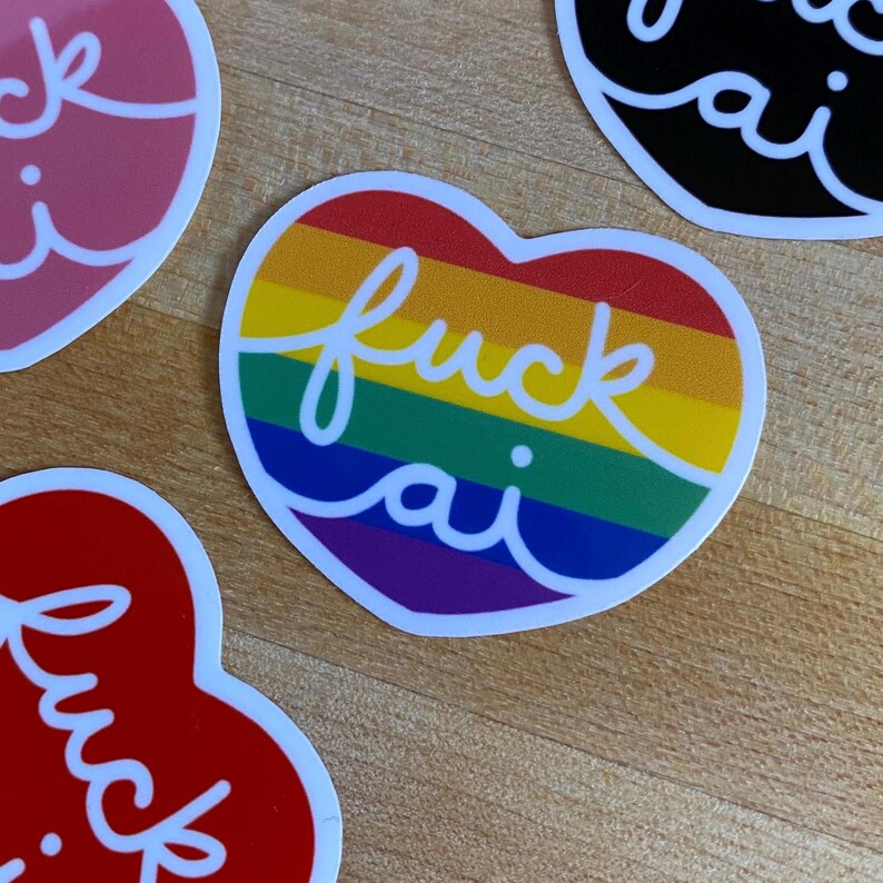 Fuck AI Heart - Anti-AI Vinyl Sticker, image 7