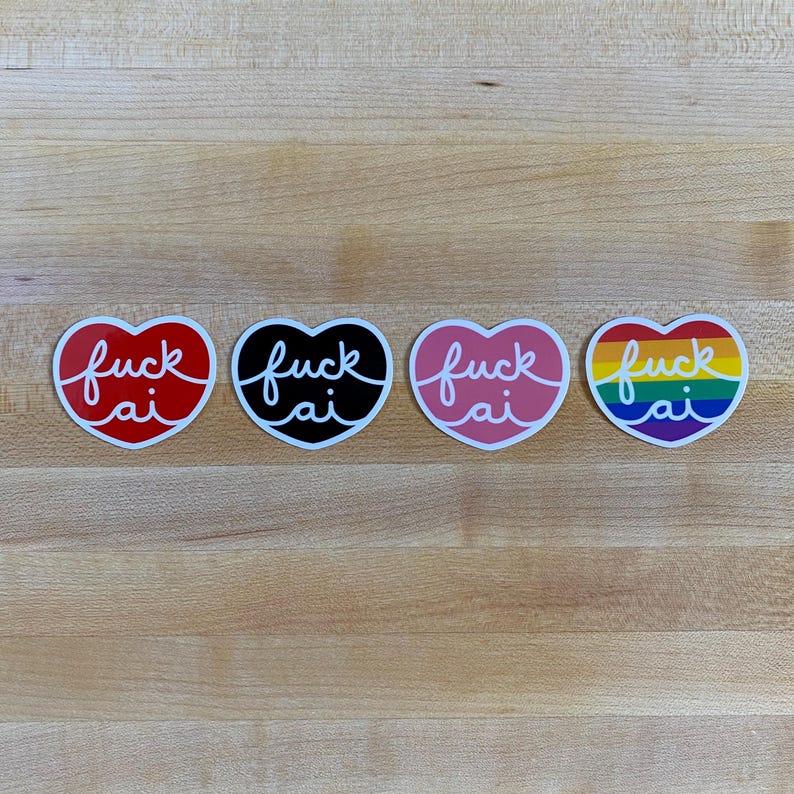 Fuck AI Heart - Anti-AI Vinyl Sticker, image 8