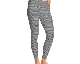 Grey stripes Stretchy Leggings (AOP)