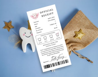 Toothfairy Letter Editable. Official Tooth Fairy Receipt. Printable Certificate. First Tooth Lost Note. Realistic Kid Tooth Fairy Letter.