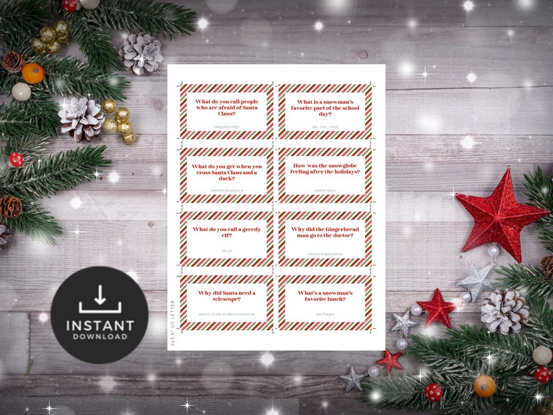 Christmas Cracker Jokes Printable. Christmas Cracker Fillers. Xmas