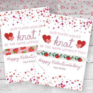 Pulsera de la Amistad San Valentín Imprimible. Descarga instantánea. Tarjeta de intercambio de regalo para el aula. Día de San Valentín para niños. Nuestra clase sería el mismo nudo