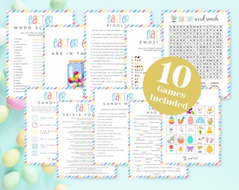 Easter Game Pack. Easter Party Activity For Kids Adults Family Classroom Teens. Printable Easter Games Bundle. Instant Download. Answer Keys