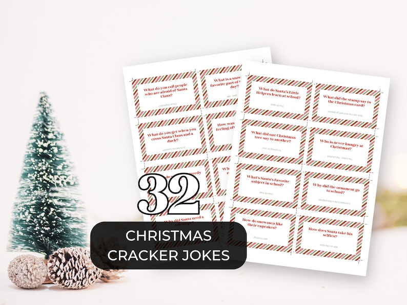 Christmas Cracker Jokes Printable. Christmas Cracker Fillers. Xmas Riddles. Stocking Stuffers