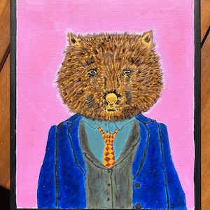Original Custom Oil Painting for Wombat Lover Pet Portrait Unique Fun Gift Idea for Animal Lover Children Room Living Room Wall Decor