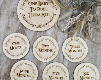 Middle Earth Inspired Baby Milestone Discs – Wooden Monthly Photo Markers