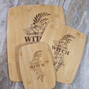 Kitchen Witchcraft, Farmhouse, Bamboo Cutting Board, Gift, House Warming, Wedding Gift Witch, Décor, There's A Little Witch in All of Us