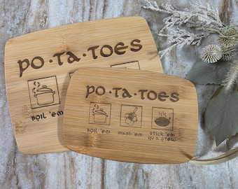 PO-TA-TOES Bamboo Cutting Board – Fan Art Kitchen Gift, Fan Gift