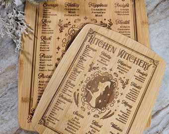 Kitchen Witchery Bamboo Cutting Board, Farmhouse Decor