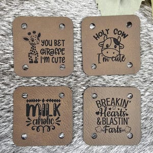 Custom Faux Leather Tag, NO SEW Rivet Label | Personalized Tags for Handmade Items, Labels for Knit and Crochet,
