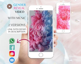 It's a GIRL Video Pregnancy Announcement | Digital Baby Announcement | Video Gender Reveal | Demo link in description | Instant download JE6