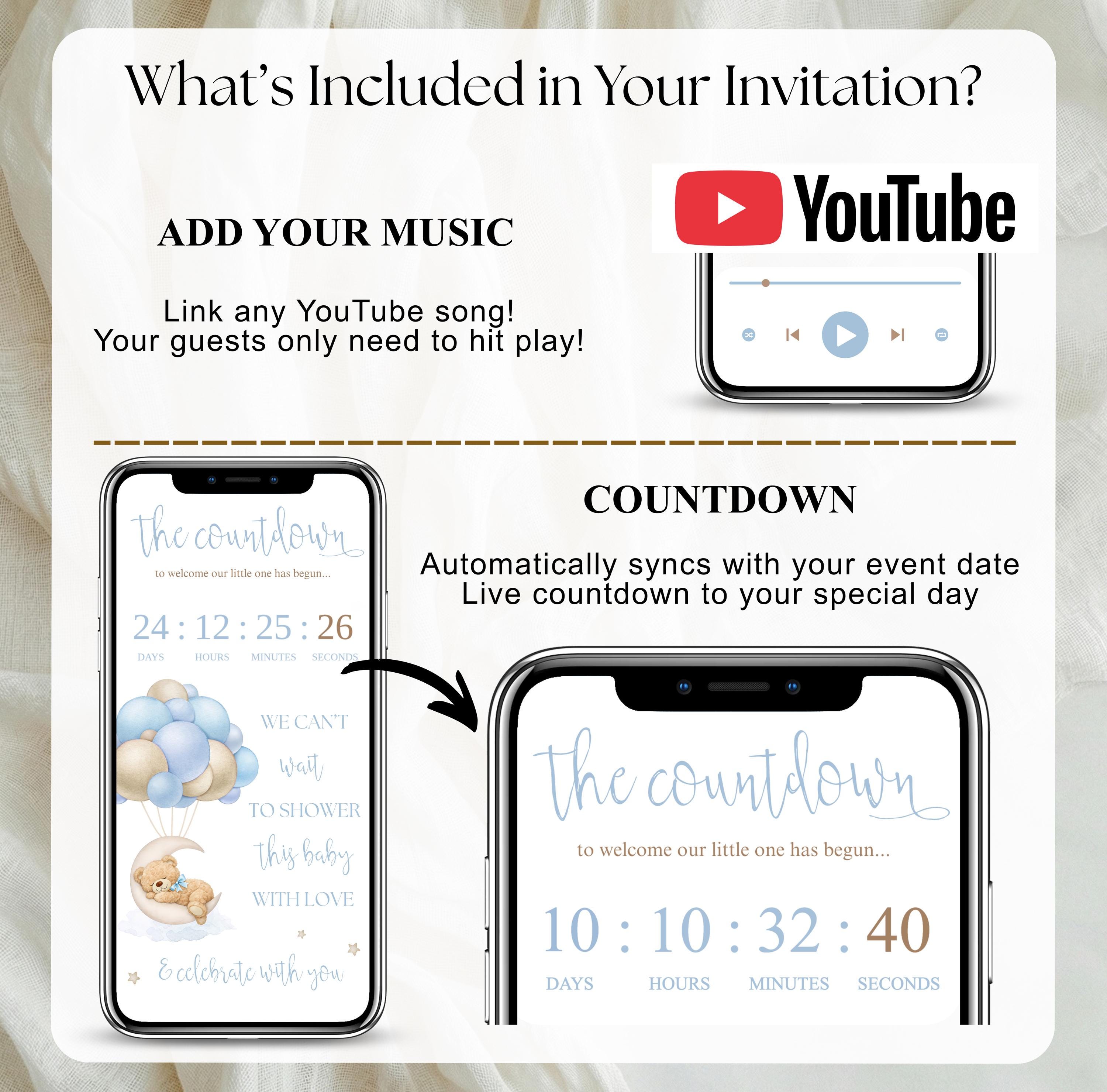 Baby Shower Invitation Template - Boy Blue Teddy Bear Editable Digital ...