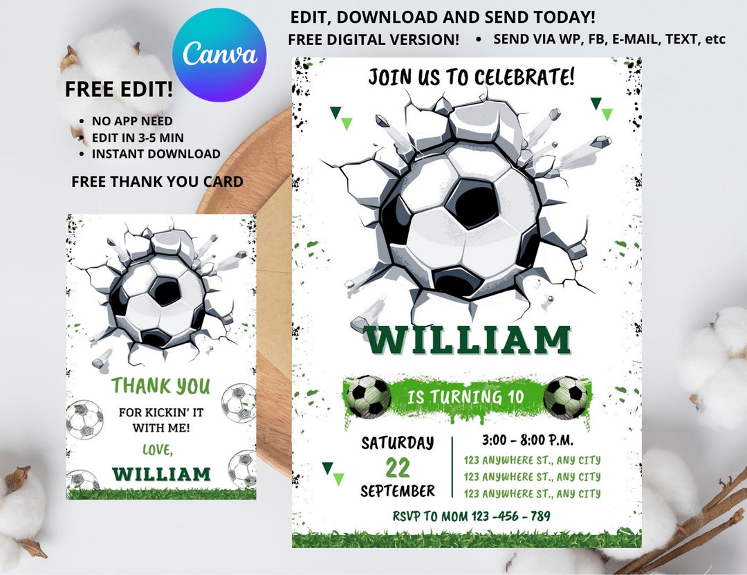 Editable Soccer Birthday Invitation Template Soccer Birthday Editable Soccer Birthday Invitation Template Soccer Birthday
