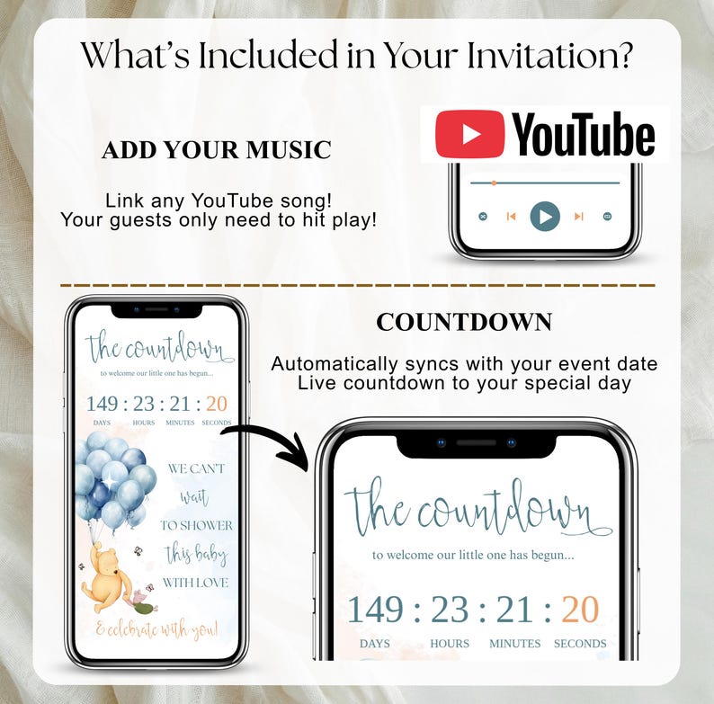Winnie Baby Shower Boy Invite Winnie the Pooh Digital RSVP Baby Shower Template Balloon Bear Shower Editable | A little hunny boy website image 5