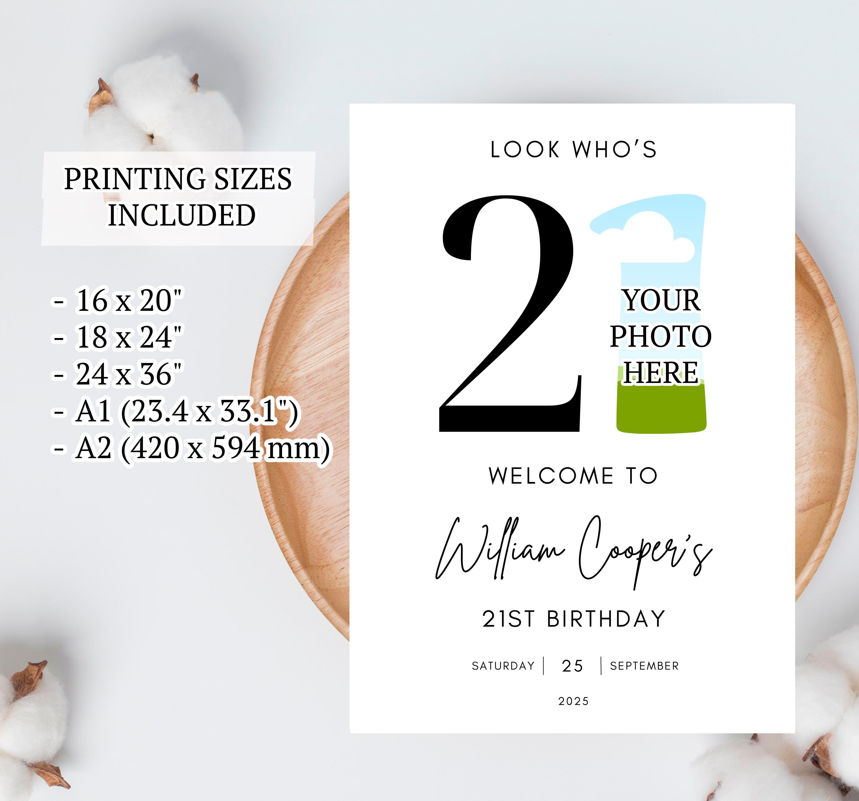 21st Welcome Sign, Look Who's 21 Welcome Sign, Modern 21st Welcome Sign ...