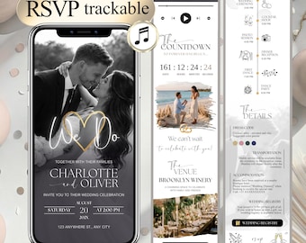 Digital Wedding Invitation Website with RSVP, Music & Countdown, Animated Editable Template, Online RSVP Tracking