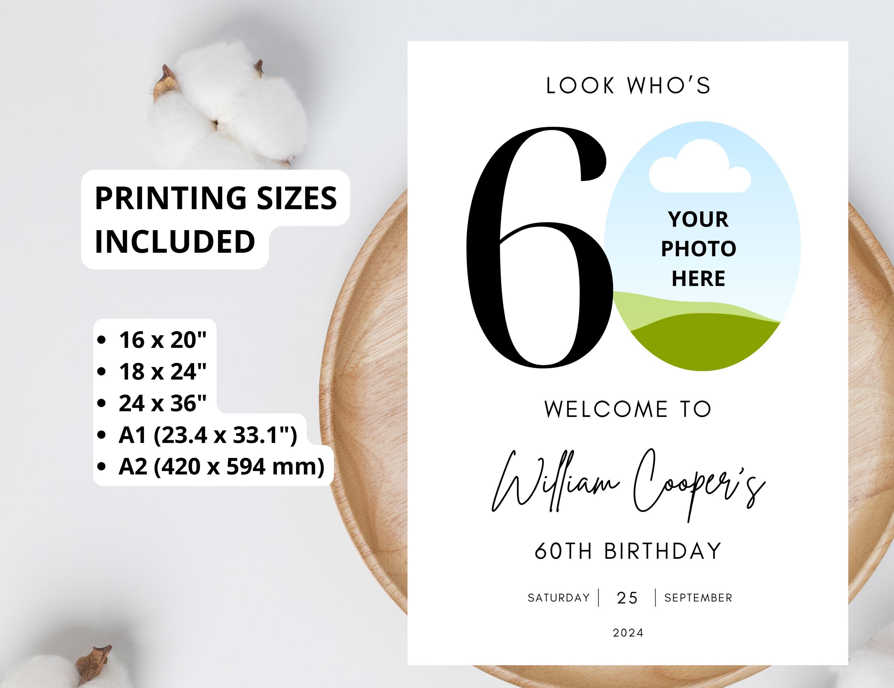 60th Welcome Sign, Look Who's 60 Welcome Sign, Modern 60th Welcome Sign ...