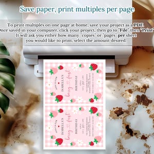 Berry First Birthday Invitation, Editable 1st Birthday Girl Invite, Printable Strawberry First Birthday Girl Invitation Template JEFF19 image 7
