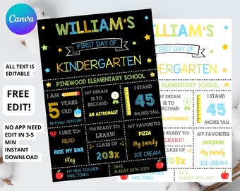 Chalkboard Back to School Sign,Editable First Day of School Sign,Editable Last Day of School Sign,Editable School Signs boy,Instant Download