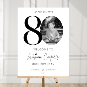 80th Welcome Sign, Look Who&#39;s 80 Welcome Sign, Modern 80th Welcome Sign, 80th Poster with Photo, Birthday Welcome Poster, 80th Welcome JE465
