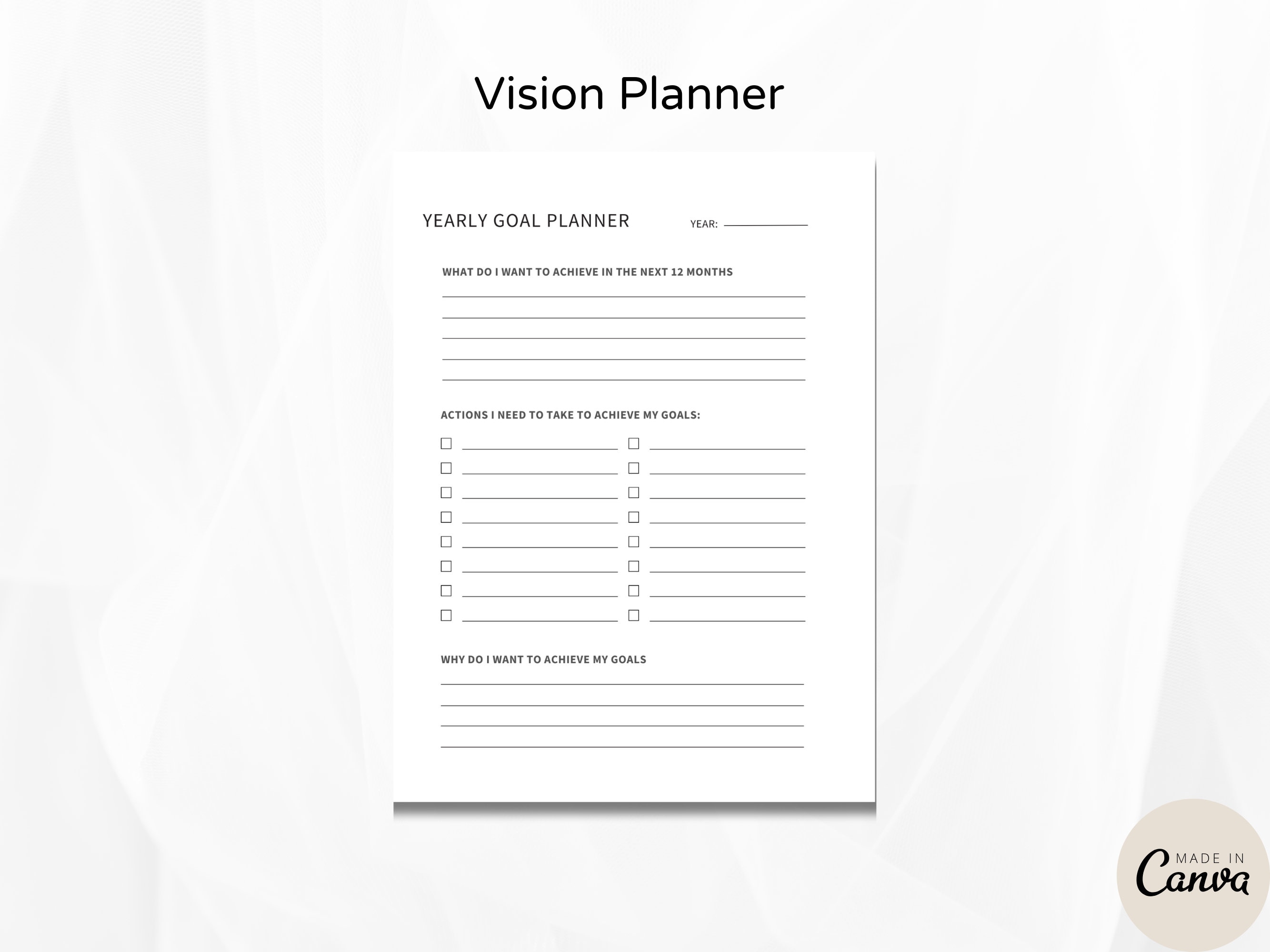 Simple Yearly Planner Printable, Simple Full Year Printable Planner ...