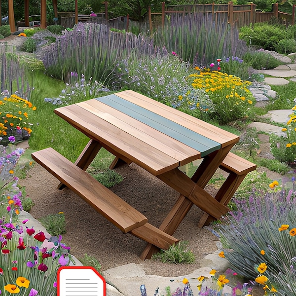 Picnic table plans, DIY Plans, Kids Table, Woodworking Plans, Bench Plans, Outdoor seating, Kids Furniture