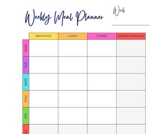 Digital Weekly Meal Planner and Grocery List Planner