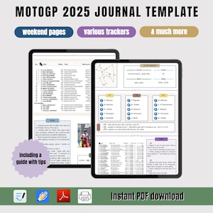 MotoGP Saison 2025 Journal Vorlage (PDF verfügbar für GoodNotes, Notability, etc)