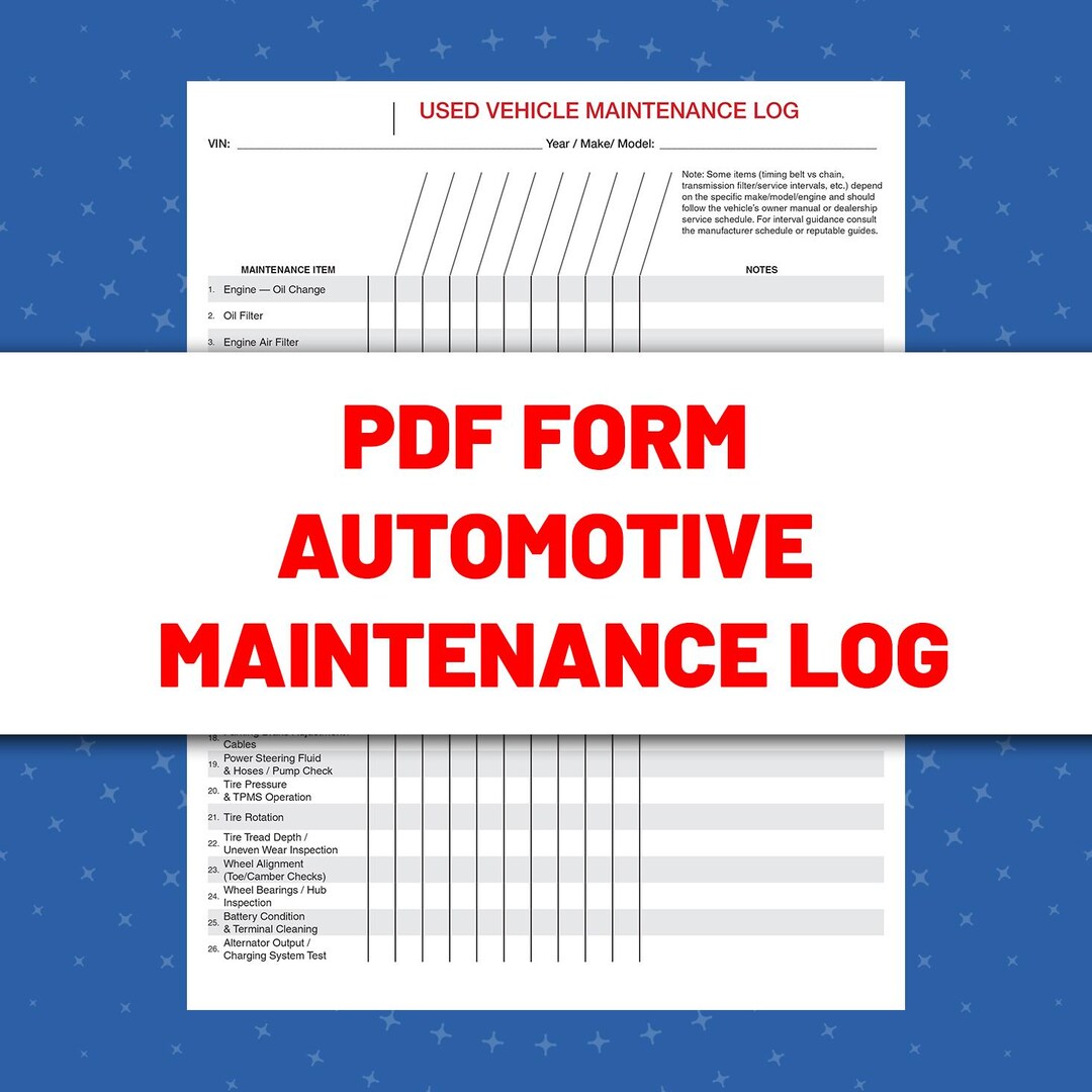 Auto Body Shop Used Vehicle Maintenance | Auto Forms | Mechanic ...
