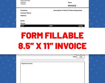 Factuur- en urenstaatformulier | Formulier invulbaar | Afdrukbaar | Letter-formaat | Zakelijke formulieren | Totalen automatisch berekenen
