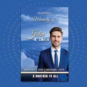 Blue Sky and Clouds Memorial Program (8 Pages) | Digital Download | Canva Template | Funeral | Celebration of Life