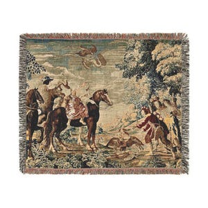 Woven Tapestry Blanket - 17th Century Dutch Tapestry Renaissance Wall Hanging Medieval Home Decor Cotton Throw Large Textile Art Unique Gift