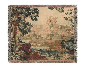 French Verdure Tapestry Blanket: Woven Cotton Wall Hanging