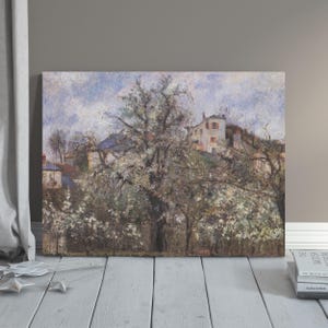 Camille Pissarro Canvas Art: Spring in Pontoise, French Impressionist Print
