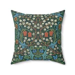 William Morris Blackthorn Throw Pillow: Vintage Floral Square Cushion