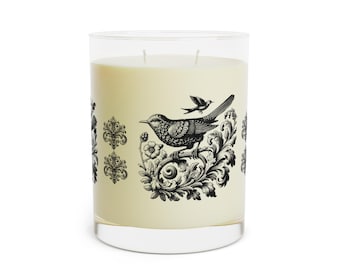 Vela de soja con pájaros vintage: decoración estilo cottagecore francés