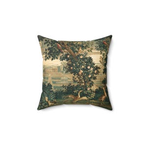French Tapestry Throw Pillow: Verdure Art Print, Removable Insert image 4