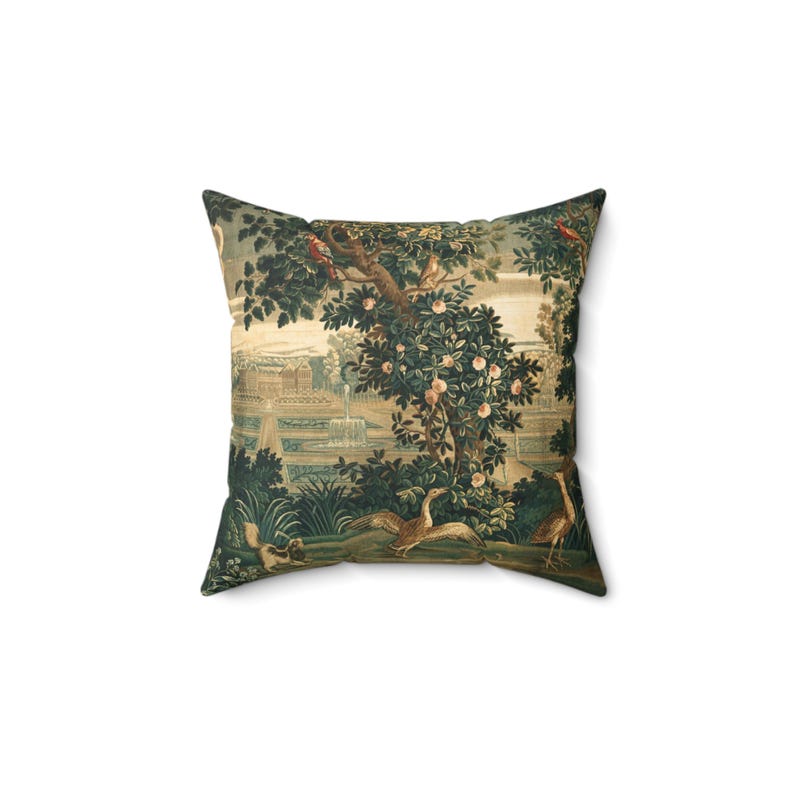French Tapestry Throw Pillow: Verdure Art Print, Removable Insert image 4