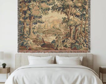 Französische Verdure Wandteppich Decke, Fluss Enten Szene