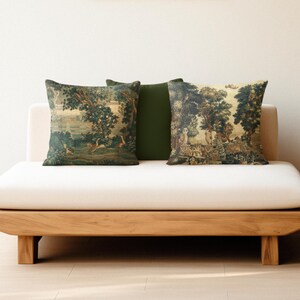 French Tapestry Throw Pillow: Verdure Art Print, Removable Insert image 7
