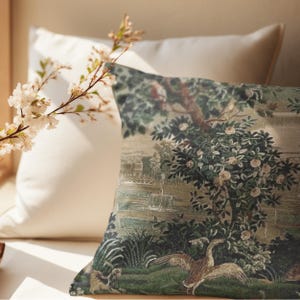 French Tapestry Woven Pillow: Verdure Chateau Garden Design image 5