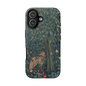 Funda para teléfono con tapiz de zorro: Arte de William Morris