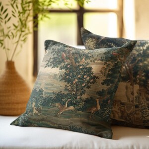 French Tapestry Throw Pillow: Verdure Art Print, Removable Insert image 6