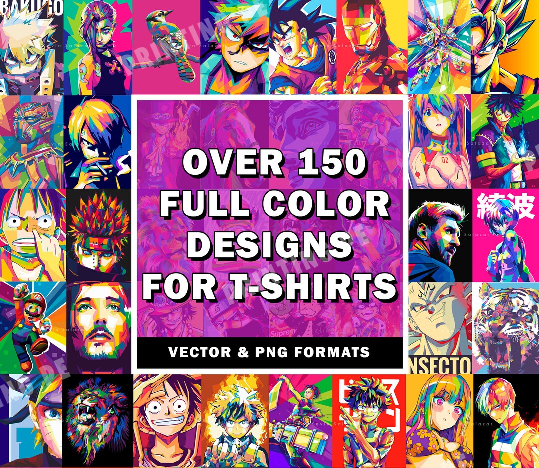 150 Full Color Tshirt Designs, Paintings for Gifts, Illustrations in