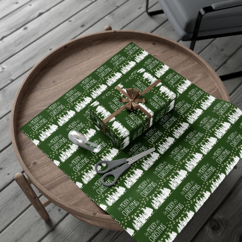 Dark Green & White Gift Wrapping Paper Etsy