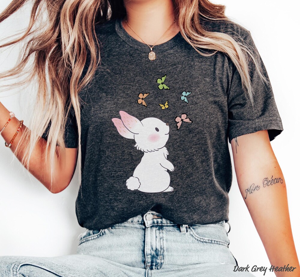 Bunny Tee, Bunnie Shirt, Butterfly Shirt,Bunny Shirt, Shirt Bunny, Naturalism Lover Shirt, Shirts Bunny, Rabbit Shirt, Bunnie Shirts Teefashion