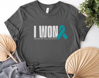Ovarian Cancer Shirt, Gifts for Grandma, Cancer Survivor Gift, Support Outfit, Ovarian Cancer Awareness, Mom Cancer Shirt, Fighter T-Shirt