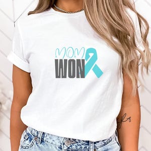 Shirt eierstokkanker, kankercadeau voor moeder, cadeau kankeroverlevende, ondersteunende outfit, bewustzijn van eierstokkanker, shirt moeder kanker, T-shirt vechter