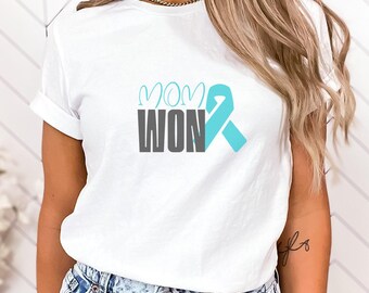 Ovarian Cancer Shirt, Cancer Gift for Mom, Cancer Survivor Gift, Support Outfit, Ovarian Cancer Awareness, Mom Cancer Shirt, Fighter T-Shirt