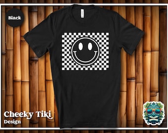 Checkerboard Smiley, Smiley Face Shirt, Aesthetic Shirt, Smiley Face Tee, Smiley Face T-Shirt, Gift for Her, Checkered Shirt, Checkered Tee